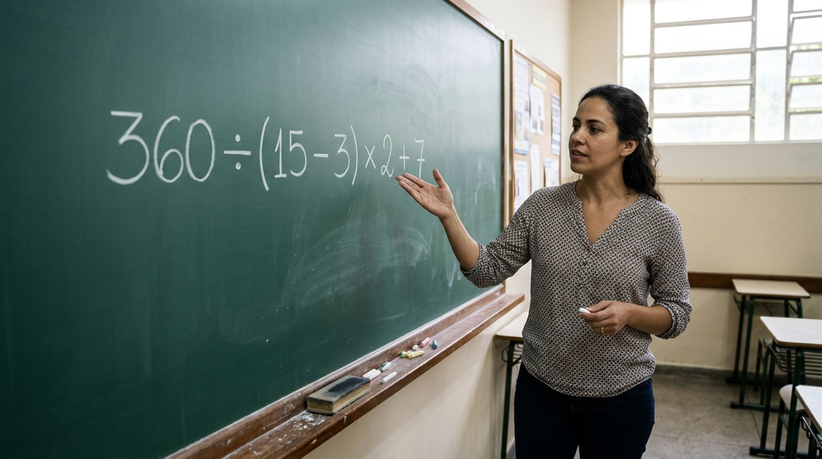 98% dos que tentam resolver 360 ÷ (15 − 3) × 2 + 7 erram a equação e nem percebem