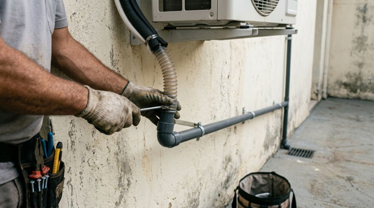 Redirecionamento da tubulação de condensado permite conduzir a água do split para um ponto de drenagem adequado