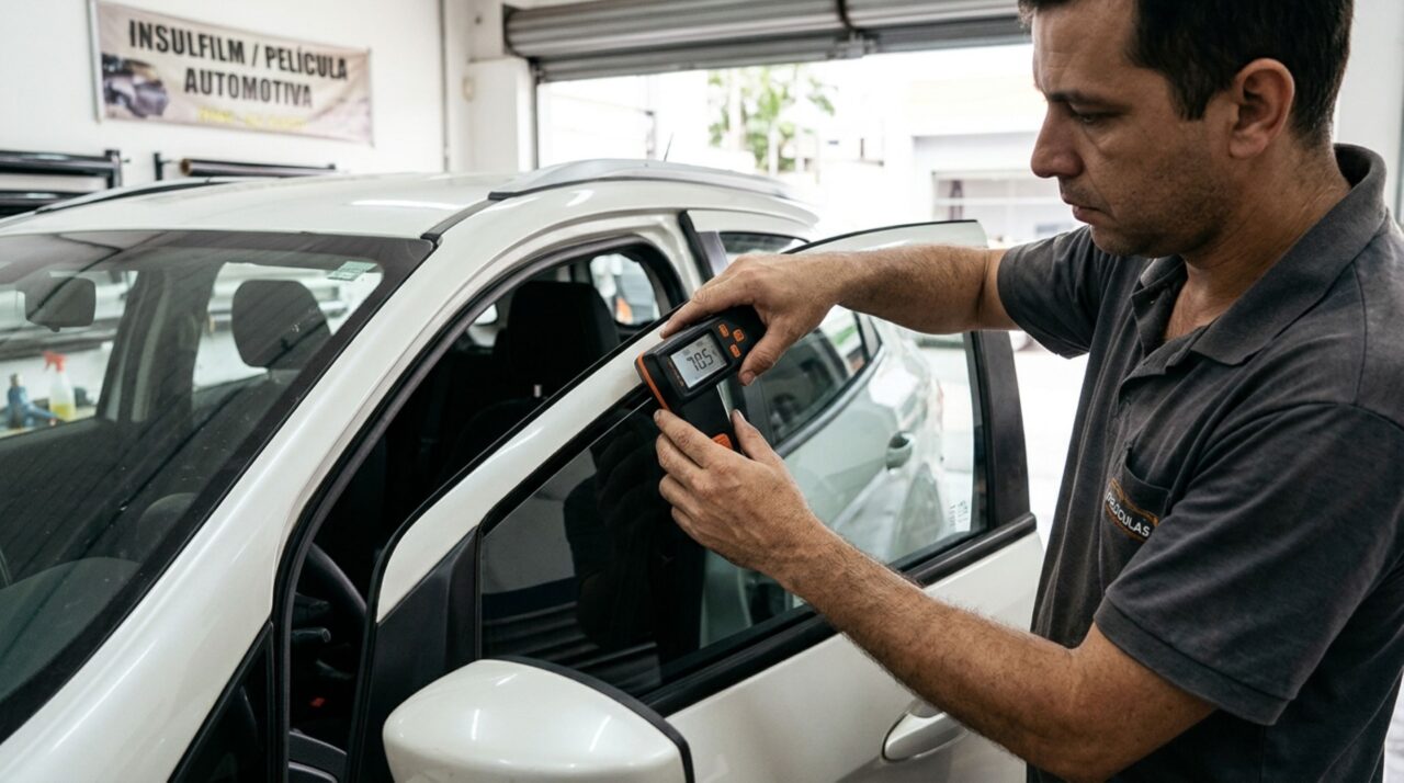 Mulher compra um carro novo e decide instalar uma película muito escura nos vidros para ter mais privacidade, mas descobre que a transparência dos vidros é regulamentada mesmo em veículos particulares