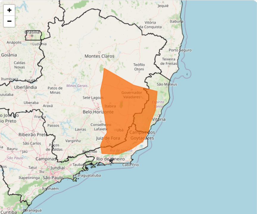 Tempestade ameaça cidades Minas Gerais, Espírito Santo e Rio de Janeiro com ventos de até 100 km/h e risco de granizo nesta sexta-feira