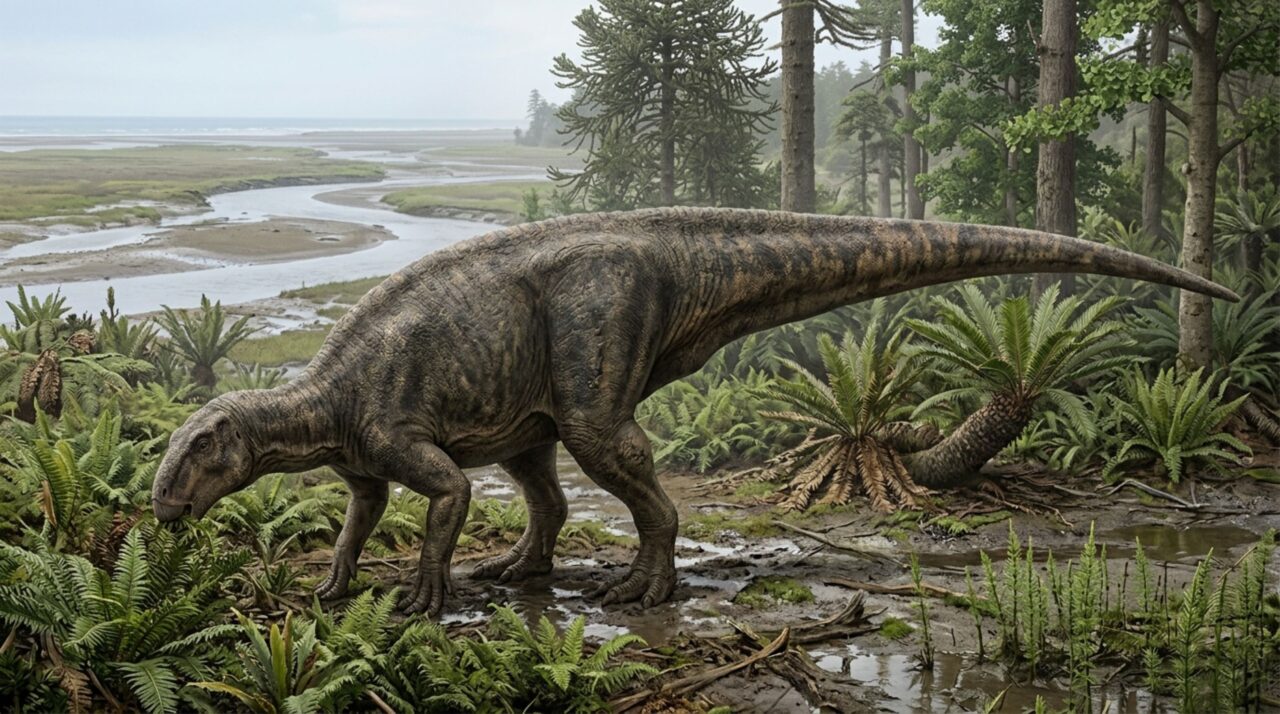 Um dinossauro herbívoro costeiro recusou o cardápio do mar que outros animais ao redor pareciam aproveitar