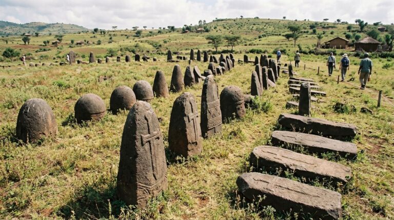 Estelas esculpidas de Tiya formam uma paisagem funerária singular na Etiópia