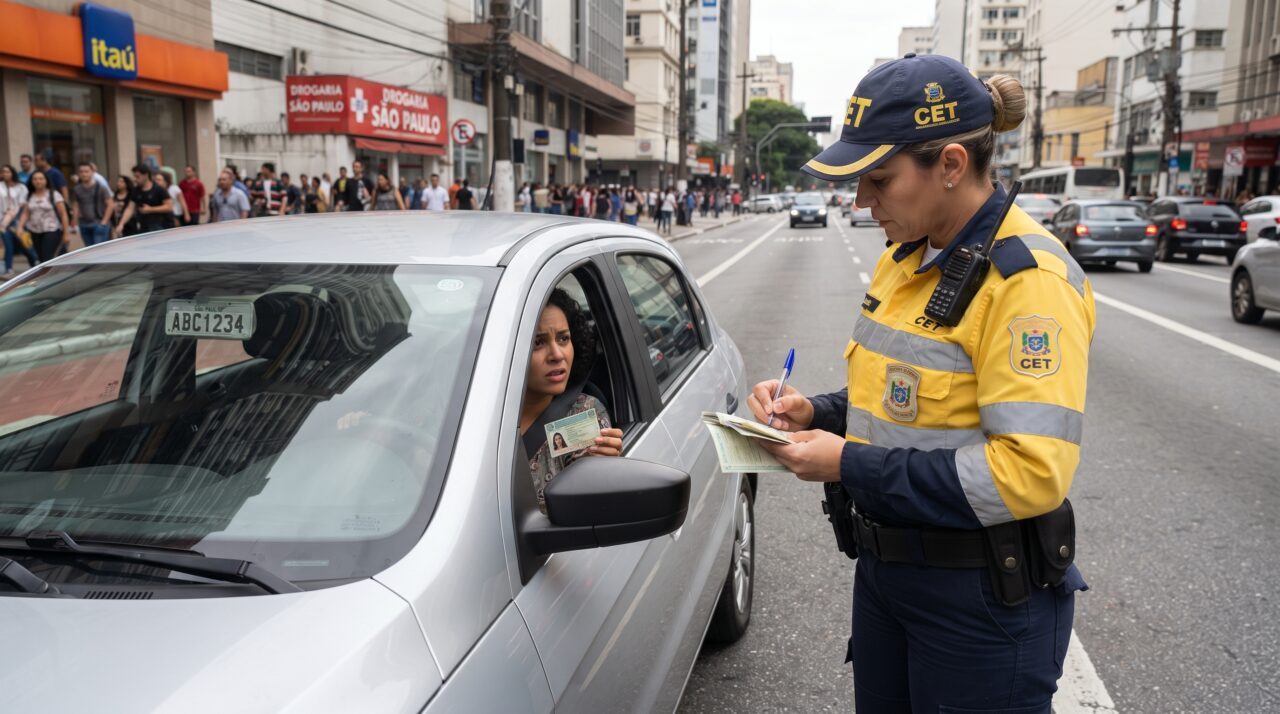 Infração de trânsito por falta de seta em mudança de faixa ou retorno