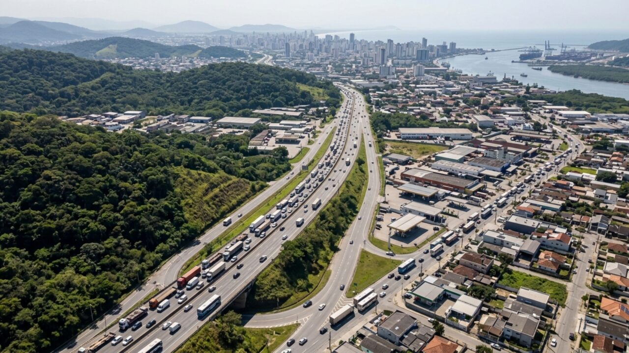 Megaobra de R$ 8 bilhões prevê uma nova rodovia de 145 km, com três faixas por sentido, pontes e viadutos para criar uma alternativa a uma das estradas mais movimentadas do Sul