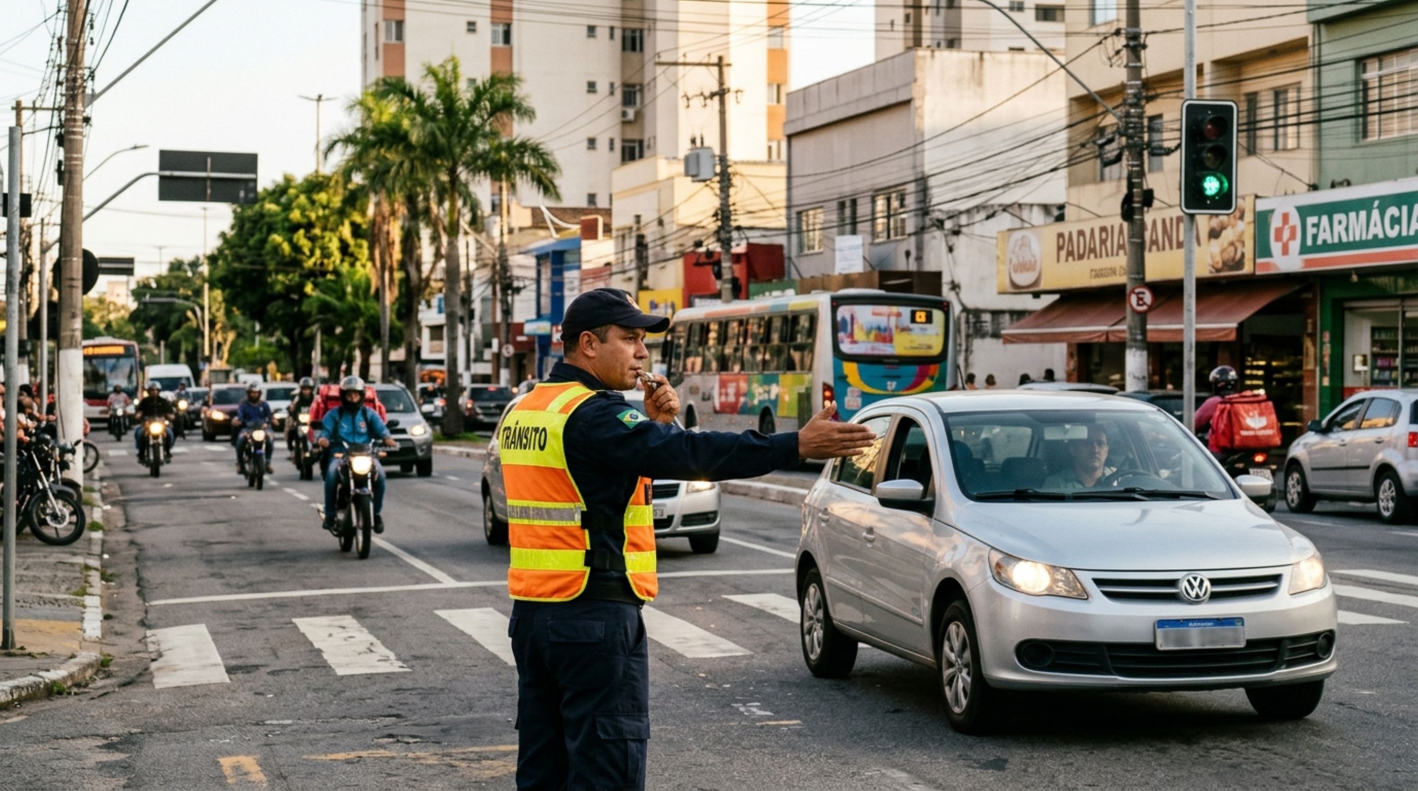Agente de trânsito dá dois apitos curtos e o motorista segue em frente, achando que era para outro carro: o que cada toque de apito significa no Código de Trânsito e por que ignorar a ordem do agente é infração grave