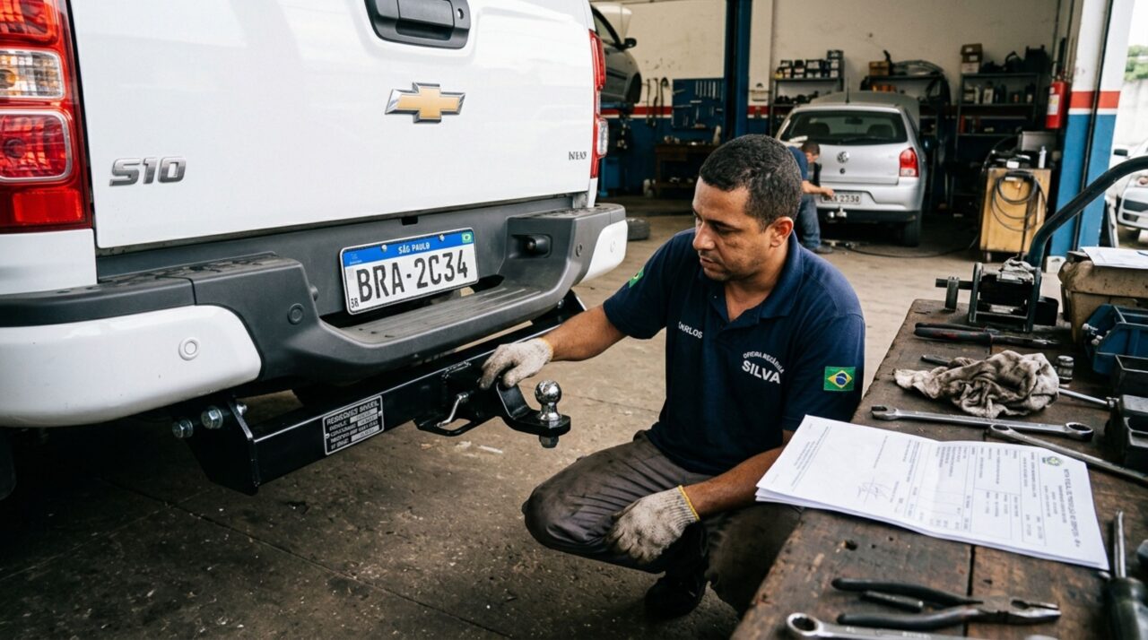 Homem instala um engate apenas para proteger o para-choque, afirma que nunca puxará uma carreta e descobre durante fiscalização por que essa finalidade não dispensa a conferência das exigências