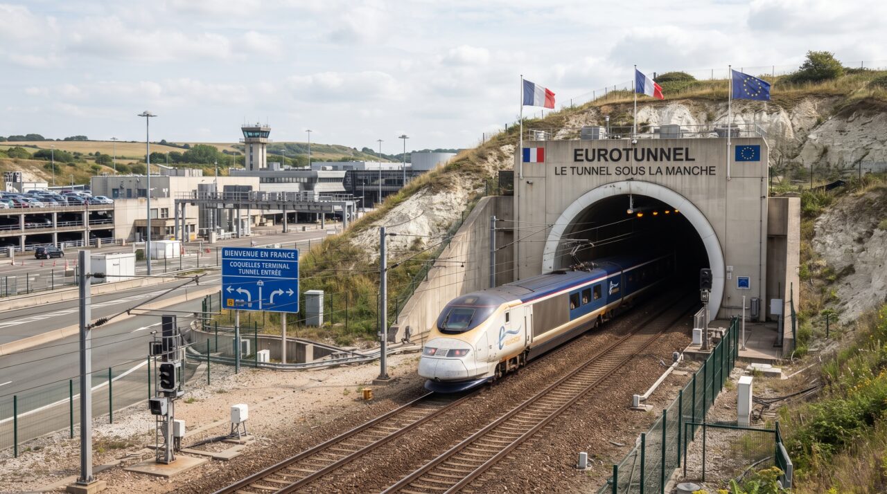 Engenharia e funcionamento do Eurotúnel ligando o Reino Unido e a França