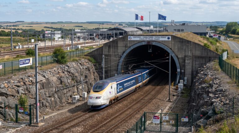 Engenharia e funcionamento do Eurotúnel ligando o Reino Unido e a França