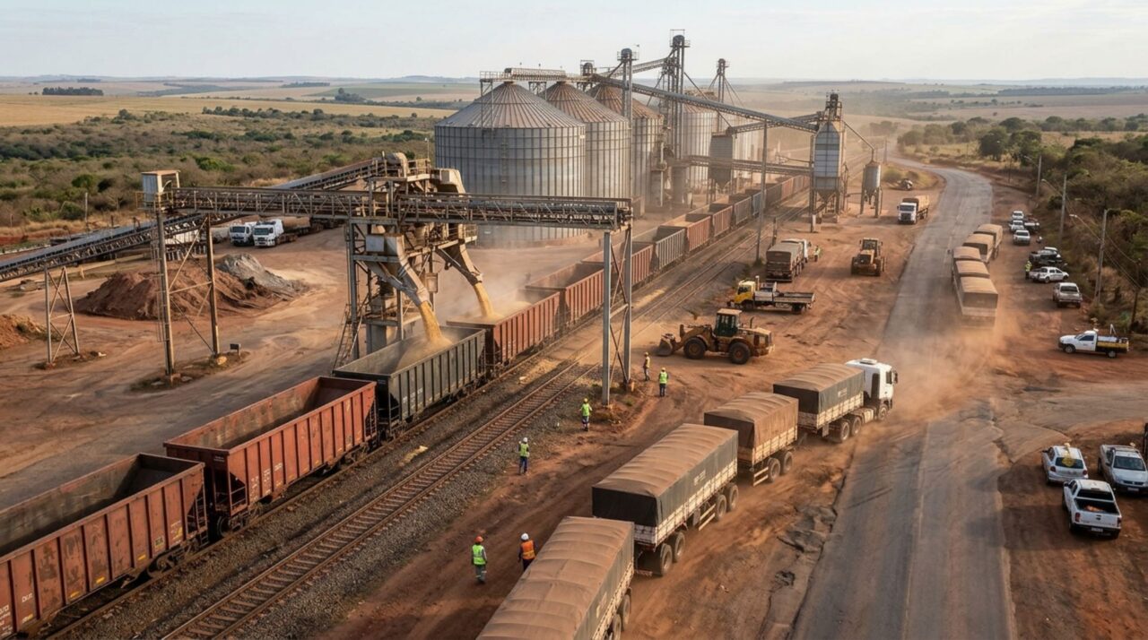 Terminais da Ferrovia Norte-Sul integram caminhões e trens para transportar grãos e outros produtos até os principais corredores portuários do Brasil