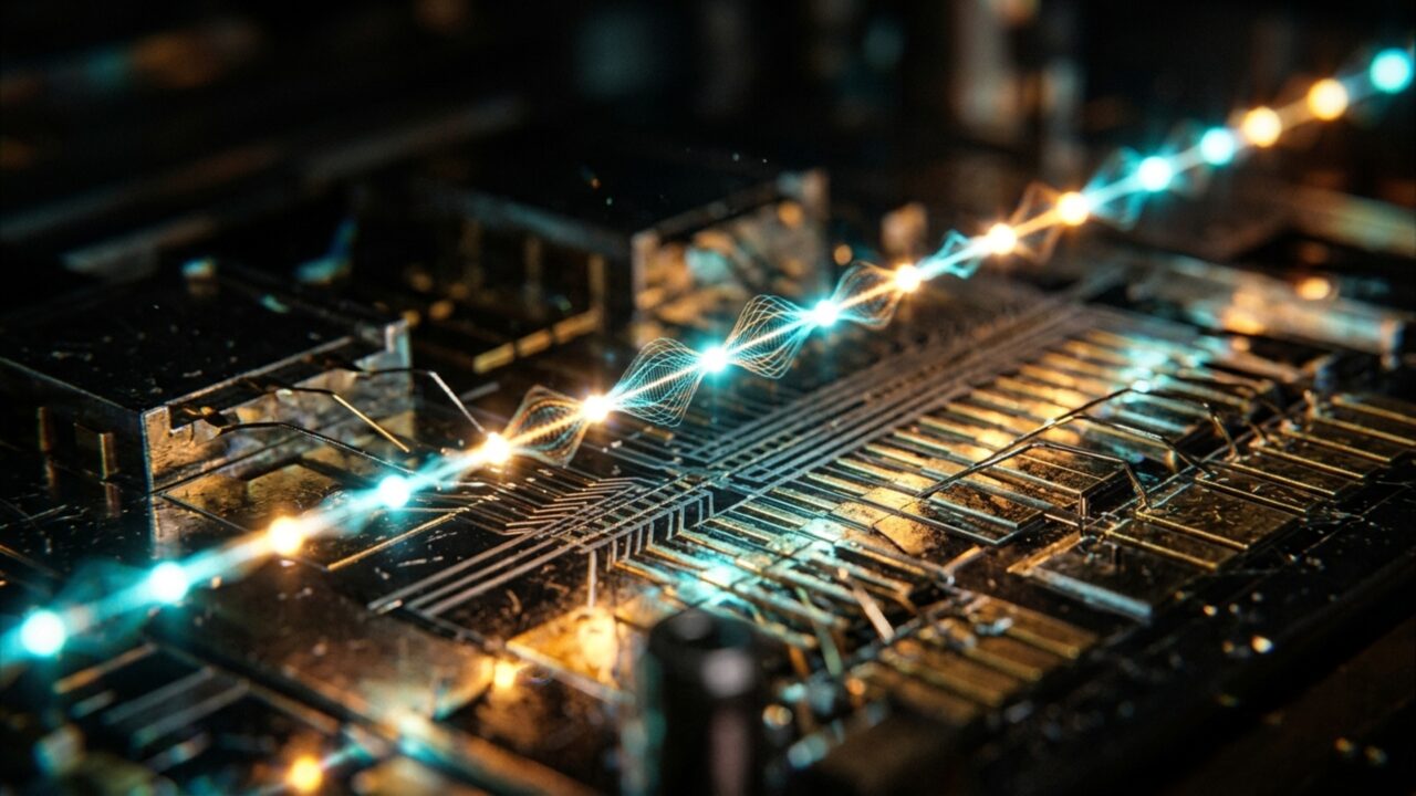 Um computador quântico simulou partículas surgindo quando uma “corda” de energia se rompe, reproduzindo uma ideia ligada ao Universo primordial