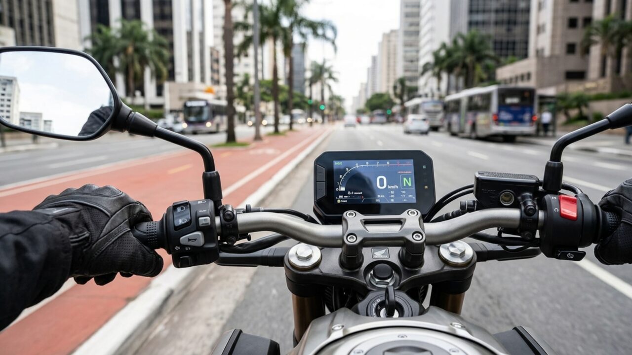 Três regulagens permitem escolher a sensação das trocas de marcha nesta moto de quatro cilindros que administra eletronicamente a embreagem sem eliminar o comando manual
