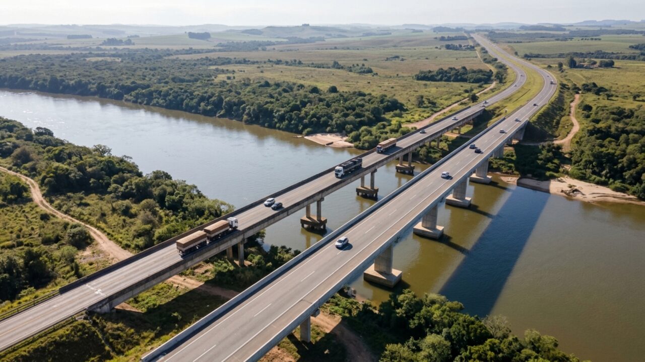 Ponte de 680 metros recebeu R$ 60,9 milhões para criar quatro faixas de circulação em uma rodovia estratégica para o transporte de caminhões até um dos maiores portos do Sul do Brasil