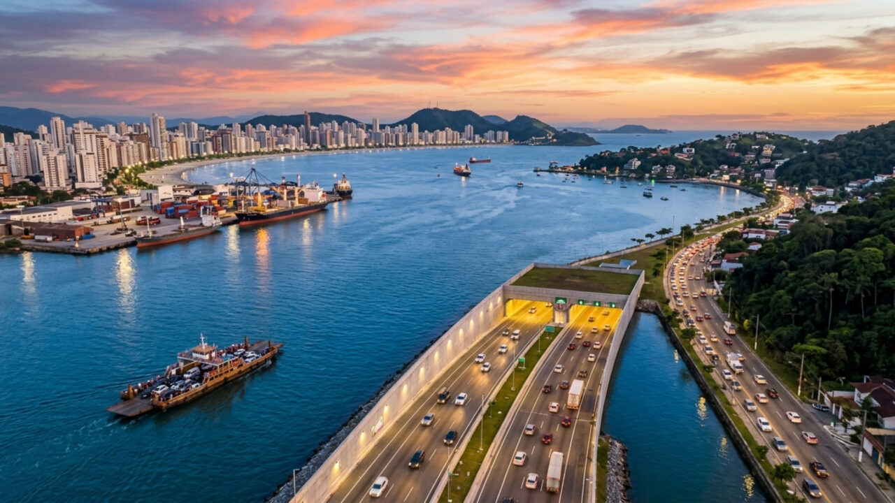 Túnel debaixo do mar entre Santos e Guarujá promete trocar até uma hora de balsa por poucos minutos de carro; veja o cronograma da obra e quanto vai custar
