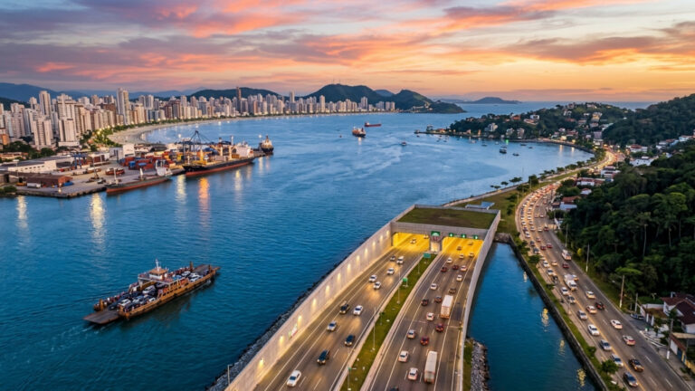 Túnel debaixo do mar entre Santos e Guarujá promete trocar até uma hora de balsa por poucos minutos de carro; veja o cronograma da obra e quanto vai custar