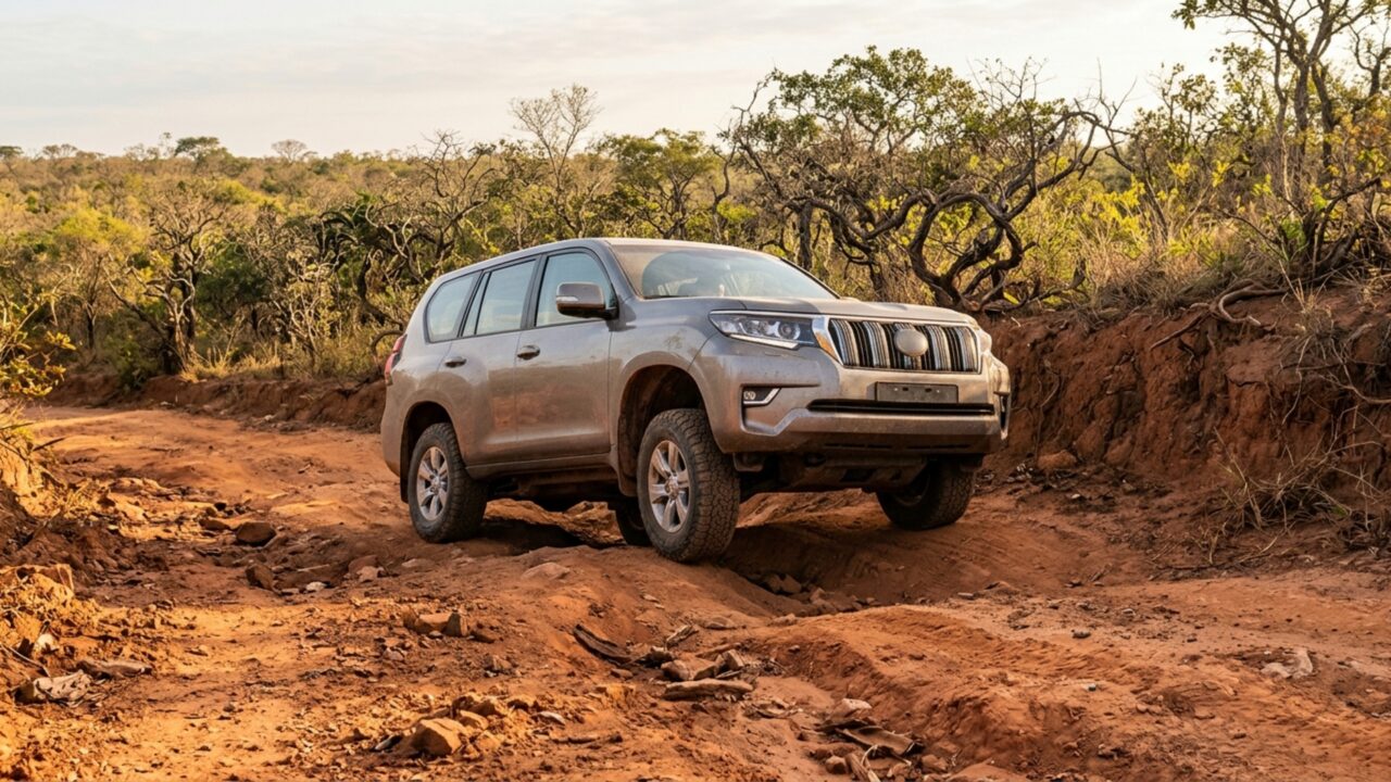 Uma suspensão preparada para trilhas acompanha motor turbodiesel de 207 cv e câmbio automático de oito marchas neste SUV de sete lugares com tração 4×4 reduzida
