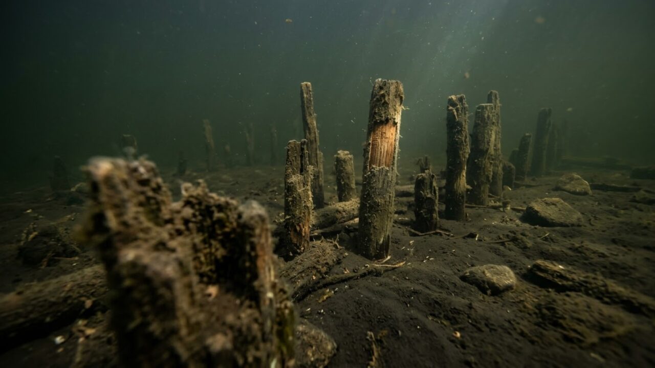Espada de bronze encontrada no lago vulcânico Mezzano