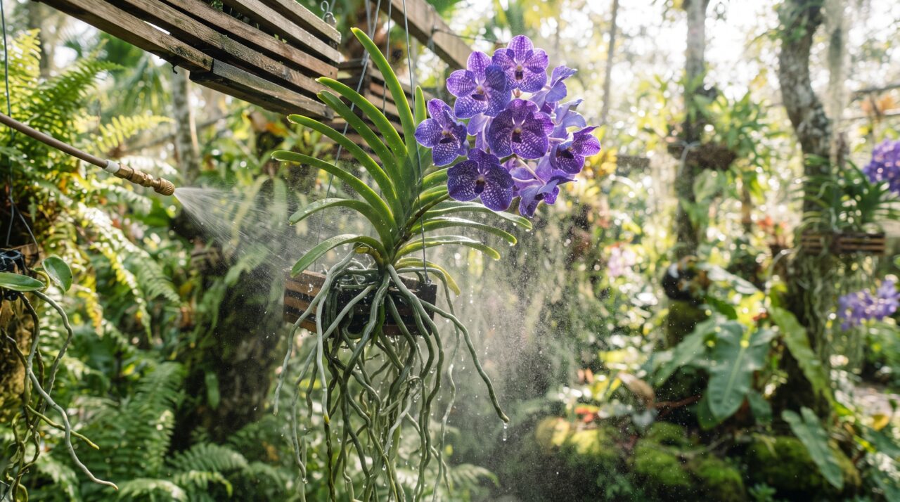 Como hidratar a orquídea Vanda no calor para evitar o apodrecimento e manter o florescimento