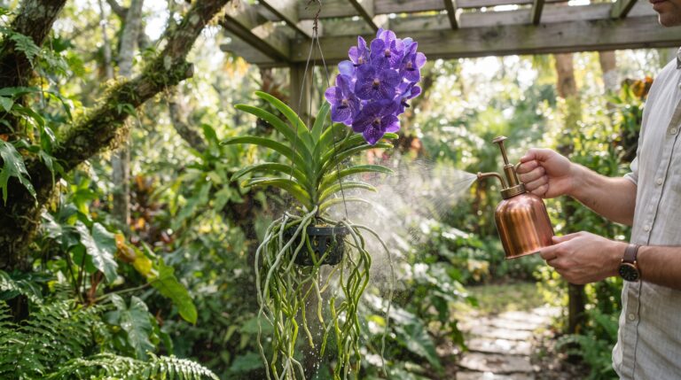 Como hidratar a orquídea Vanda no calor para evitar o apodrecimento e manter o florescimento