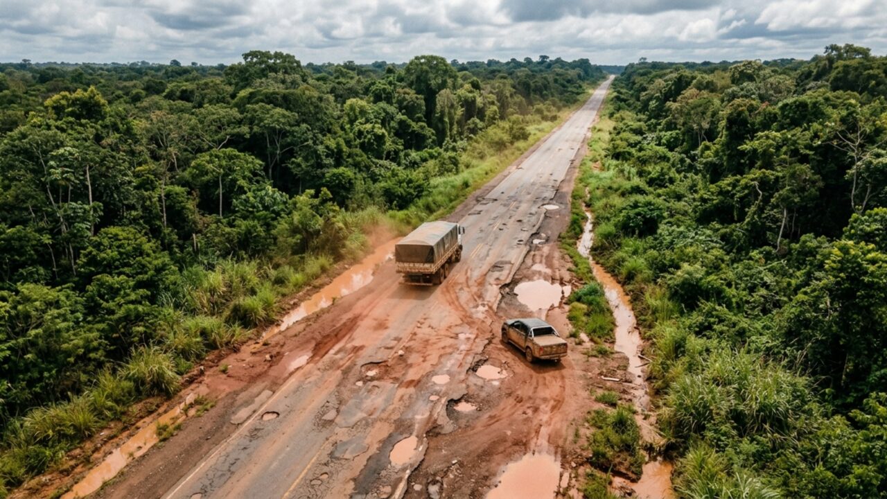 Uma das estradas mais desafiadoras da Amazônia terá mais de 339 km de intervenções distribuídas em quatro lotes de obras que somam R$ 1,45 bilhão