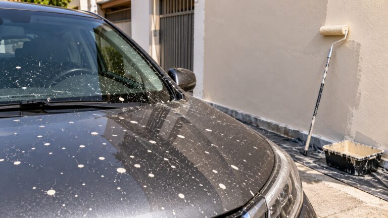 Vizinho manda pintar a fachada e morador encontra o carro coberto de respingos, mas o pintor afirma que pediu para retirarem o veículo antes do serviço