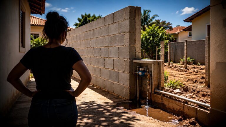 Vizinho troca a cerca por um muro e bloqueia o acesso à caixa que controla a água das duas casas