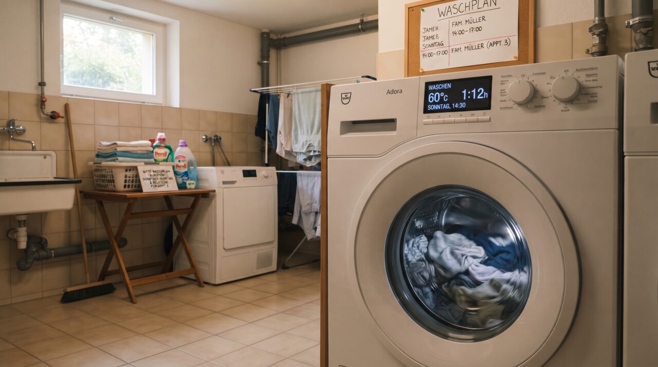 Morador usa máquina de lavar roupas em apartamento na Suíça em um domingo à tarde, vizinhos reclamam e o locatário recebe notificação severa