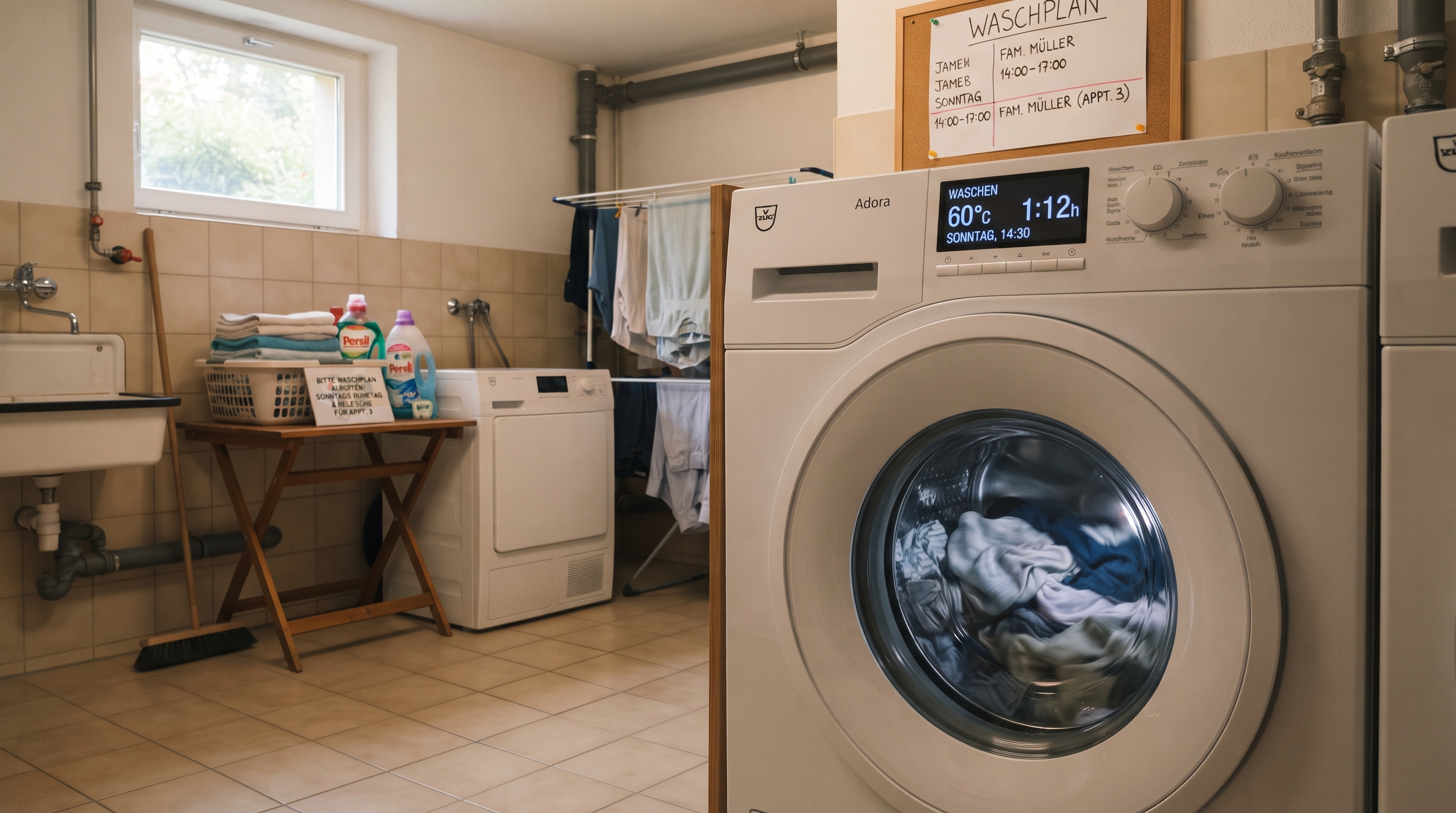 Morador usa máquina de lavar roupas em apartamento na Suíça em um domingo à tarde, vizinhos reclamam e o locatário recebe notificação severa
