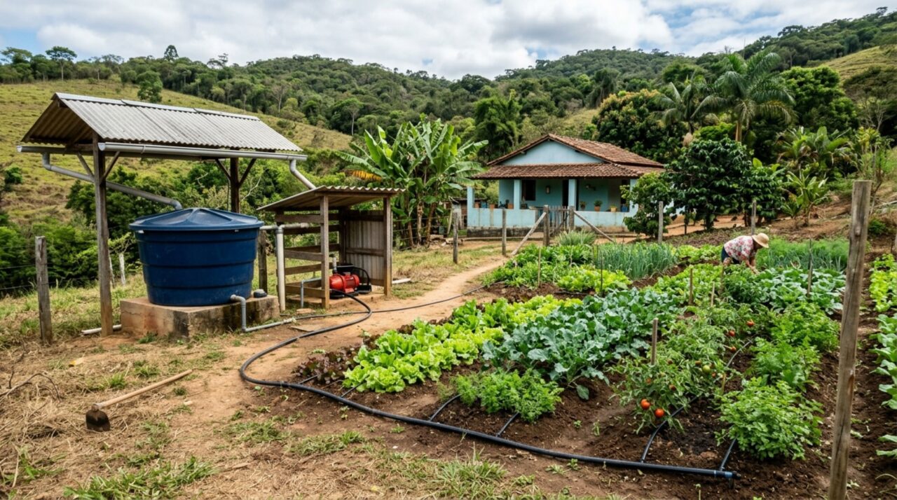 Casal compra chácara com captação cadastrada para consumo doméstico, instala irrigação para vender hortaliças e descobre que os documentos não acompanham a mudança de atividade