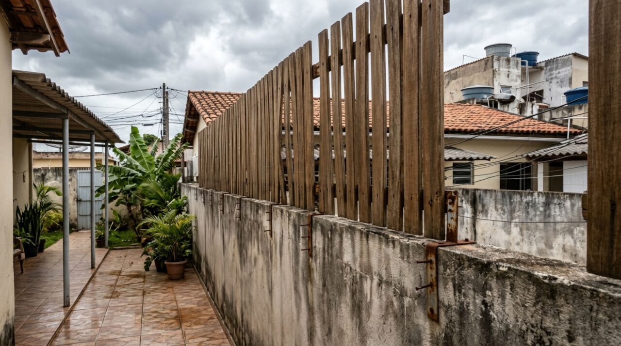 Casal instala painéis de madeira sobre o muro para impedir a visão dos vizinhos e percebe que as placas começam a balançar perigosamente nos dias de vento forte, vizinho percebe e exige conserto para evitar danos