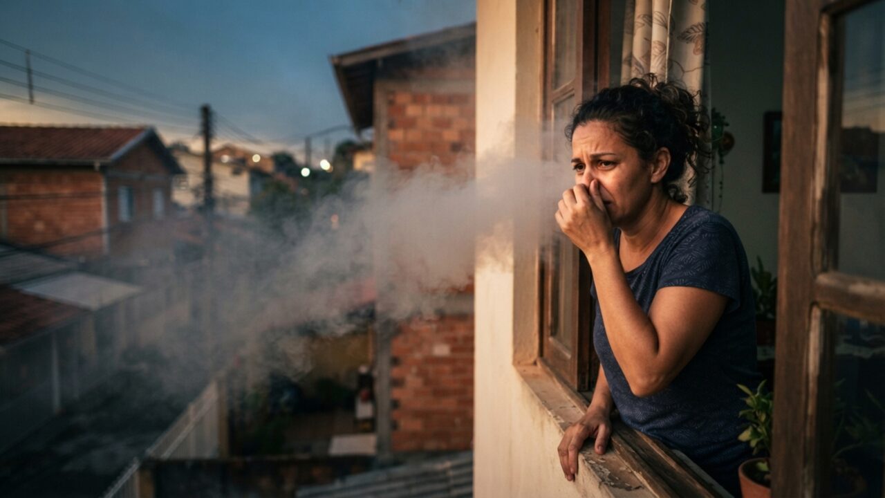Vizinho instala uma churrasqueira encostada no muro e moradora percebe que a fumaça passou a entrar justamente pela janela da cozinha