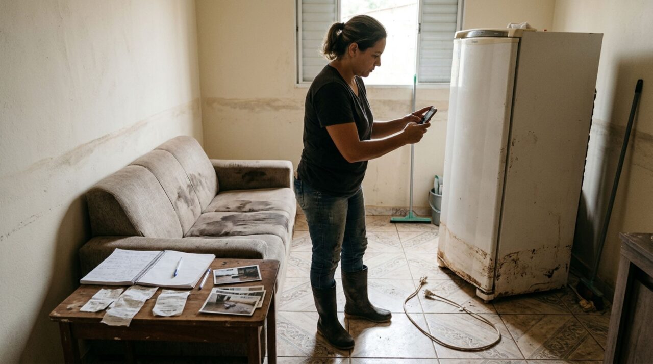 Família mora há anos em uma rua que alaga durante as chuvas, vê a água invadir a casa depois de um bueiro entupido transbordar e decide cobrar da prefeitura os móveis e eletrodomésticos perdidos