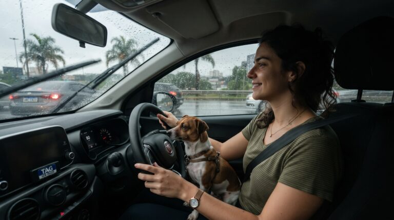 A multa de trânsito ao dirigir transportando pet no colo do motorista