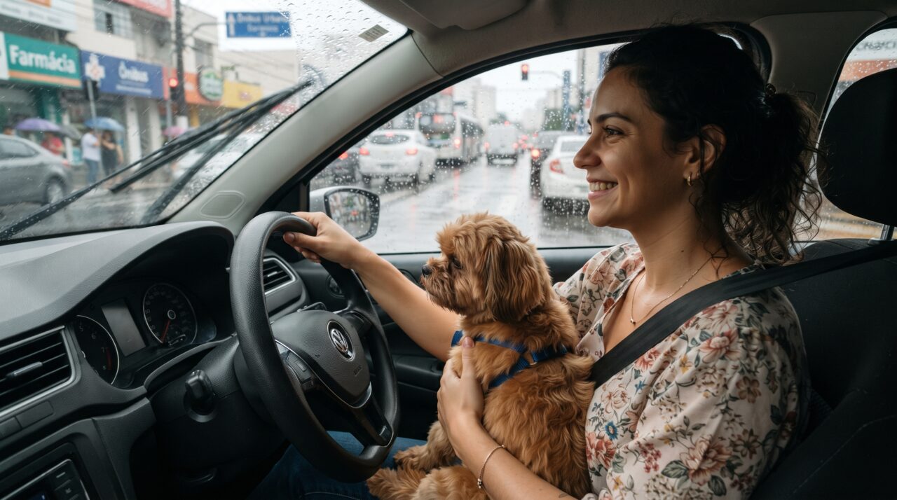 A multa de trânsito ao dirigir transportando pet no colo do motorista