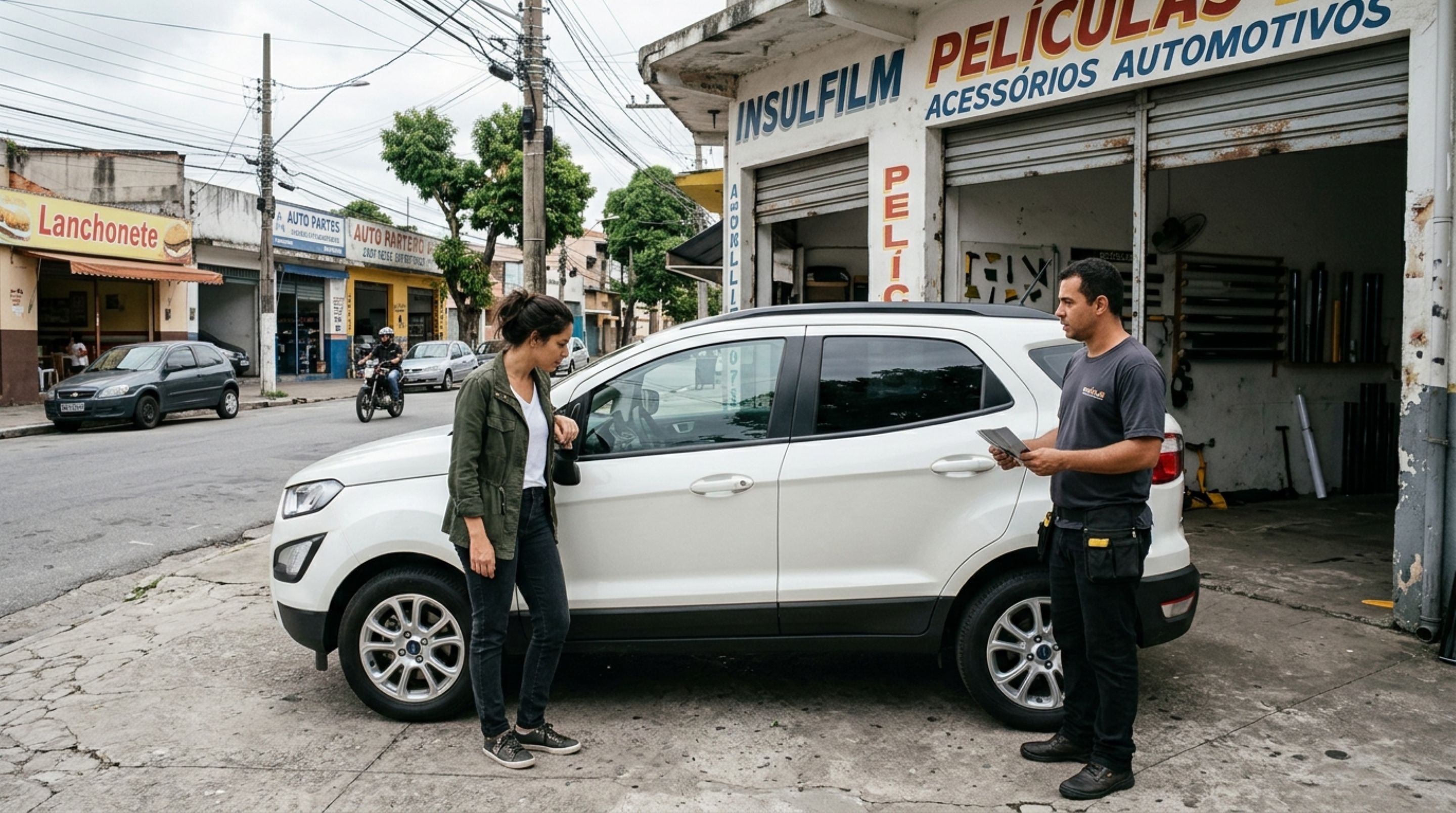 Mulher compra um carro novo e decide instalar uma película muito escura nos vidros para ter mais privacidade, mas descobre que a transparência dos vidros é regulamentada mesmo em veículos particulares