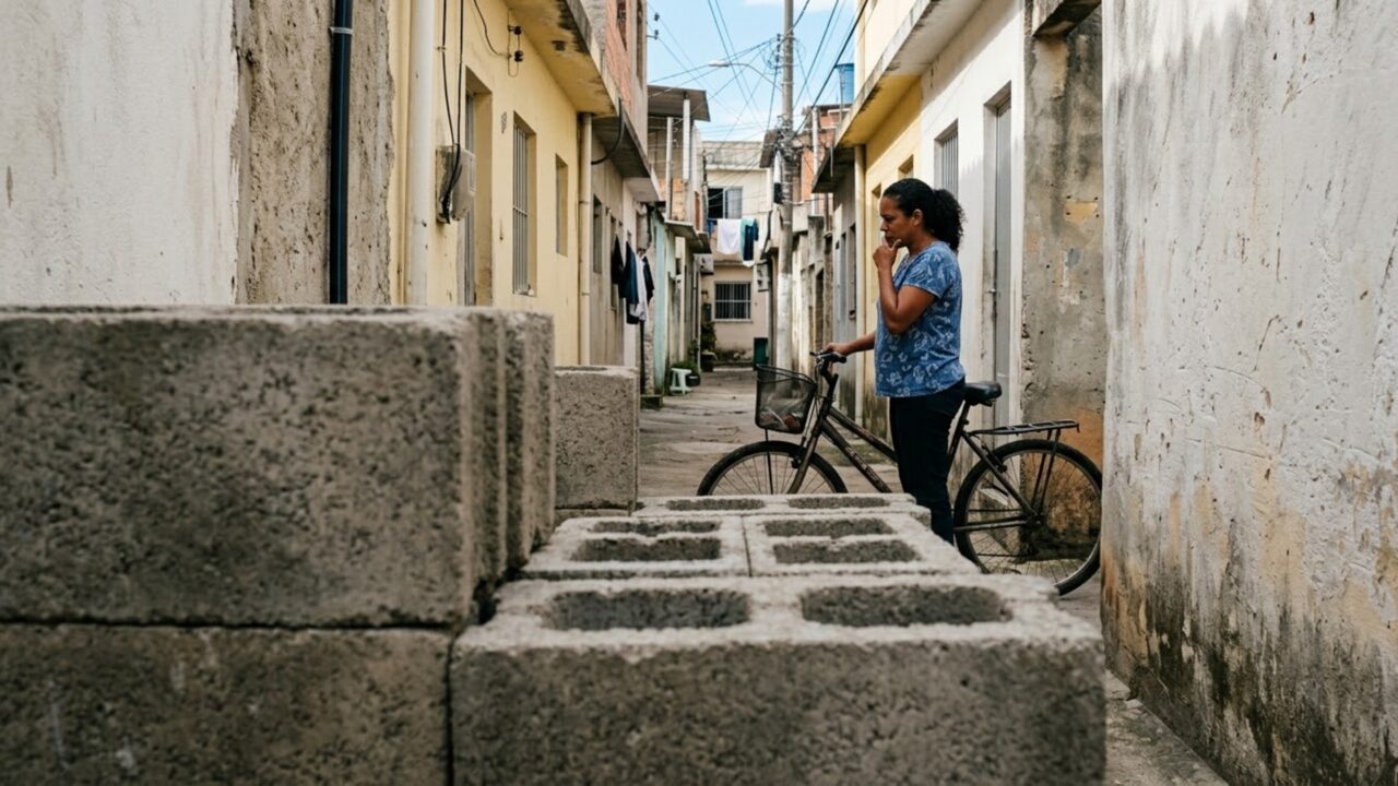 Ao voltar de viagem, família encontra uma fileira de blocos levantada exatamente onde ficava o caminho usado para levar bicicletas até os fundos da casa