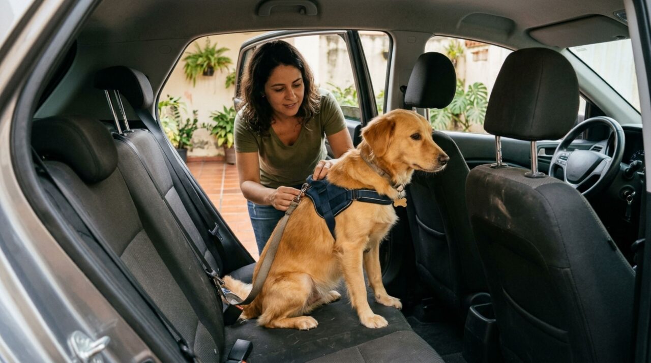 Motorista leva seu cachorro solto no banco da frente para um passeio de poucos minutos e descobre que o transporte de animais pode gerar infrações quando interfere na segurança da direção