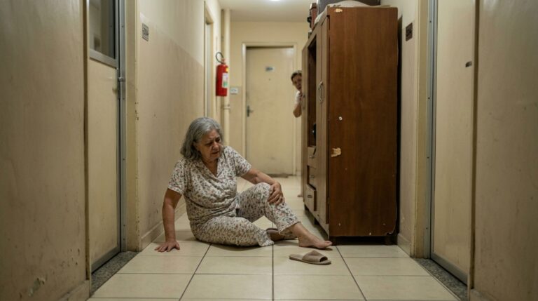 Morador coloca um armário antigo no corredor do prédio para liberar espaço em casa, idosa tropeça durante a madrugada e família questiona por que o condomínio permitiu o móvel na passagem