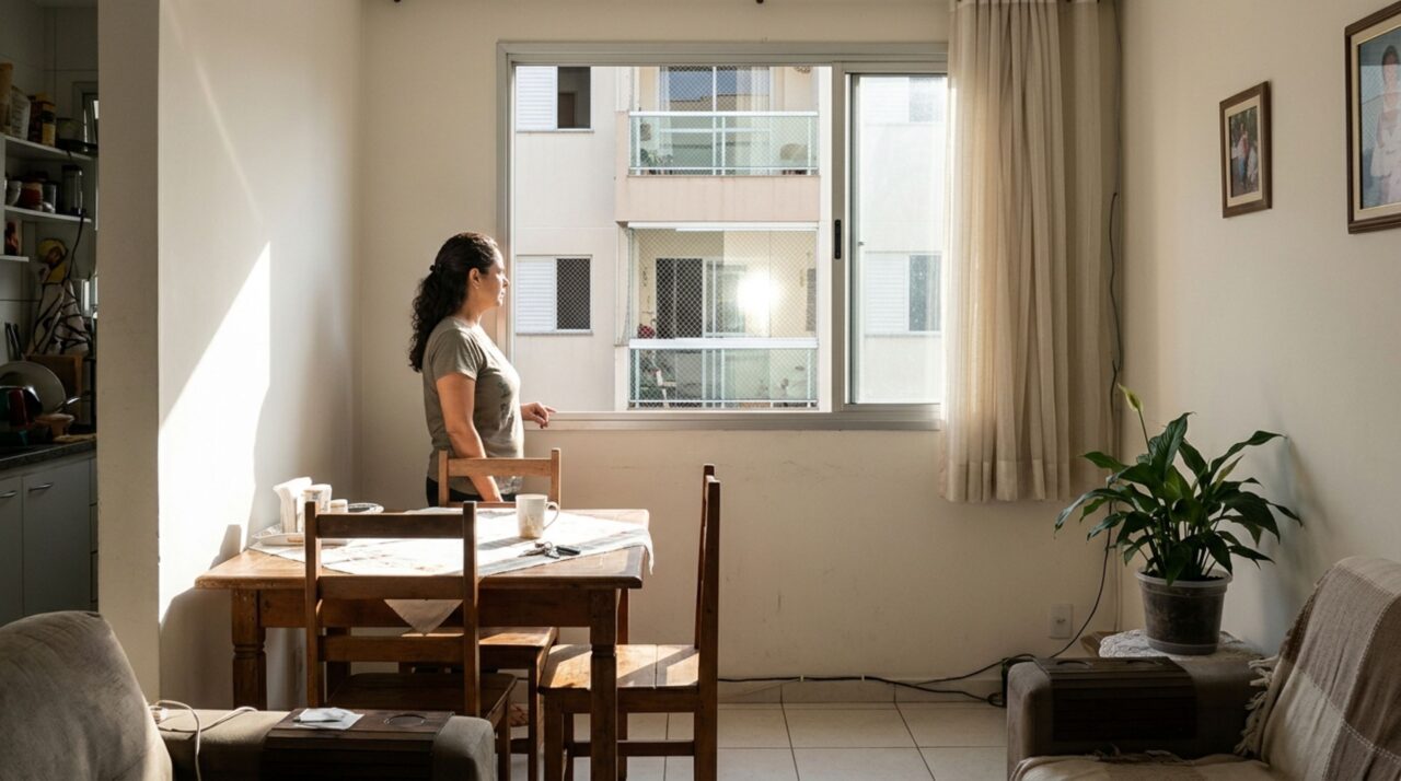 Proprietário fecha a varanda com paredes de vidro para criar um escritório e vizinha percebe que o reflexo do sol passa a atingir diretamente sua janela durante as tardes