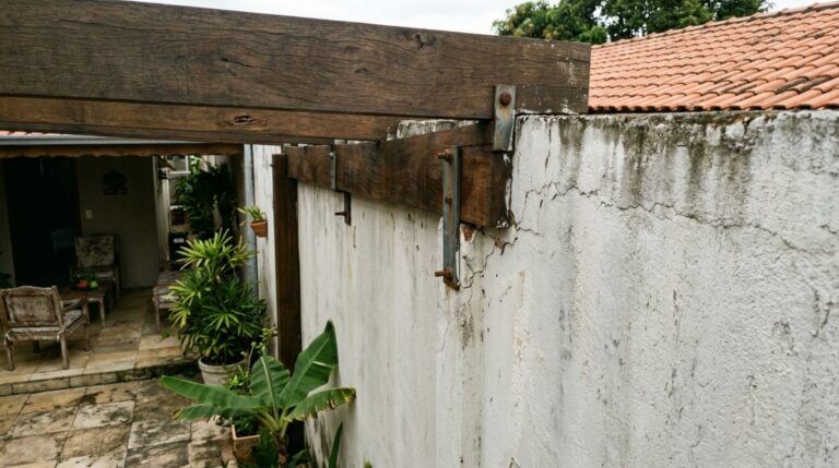 Pergolado apoiado no muro divisório pode provocar fissuras e comprometer a segurança da estrutura