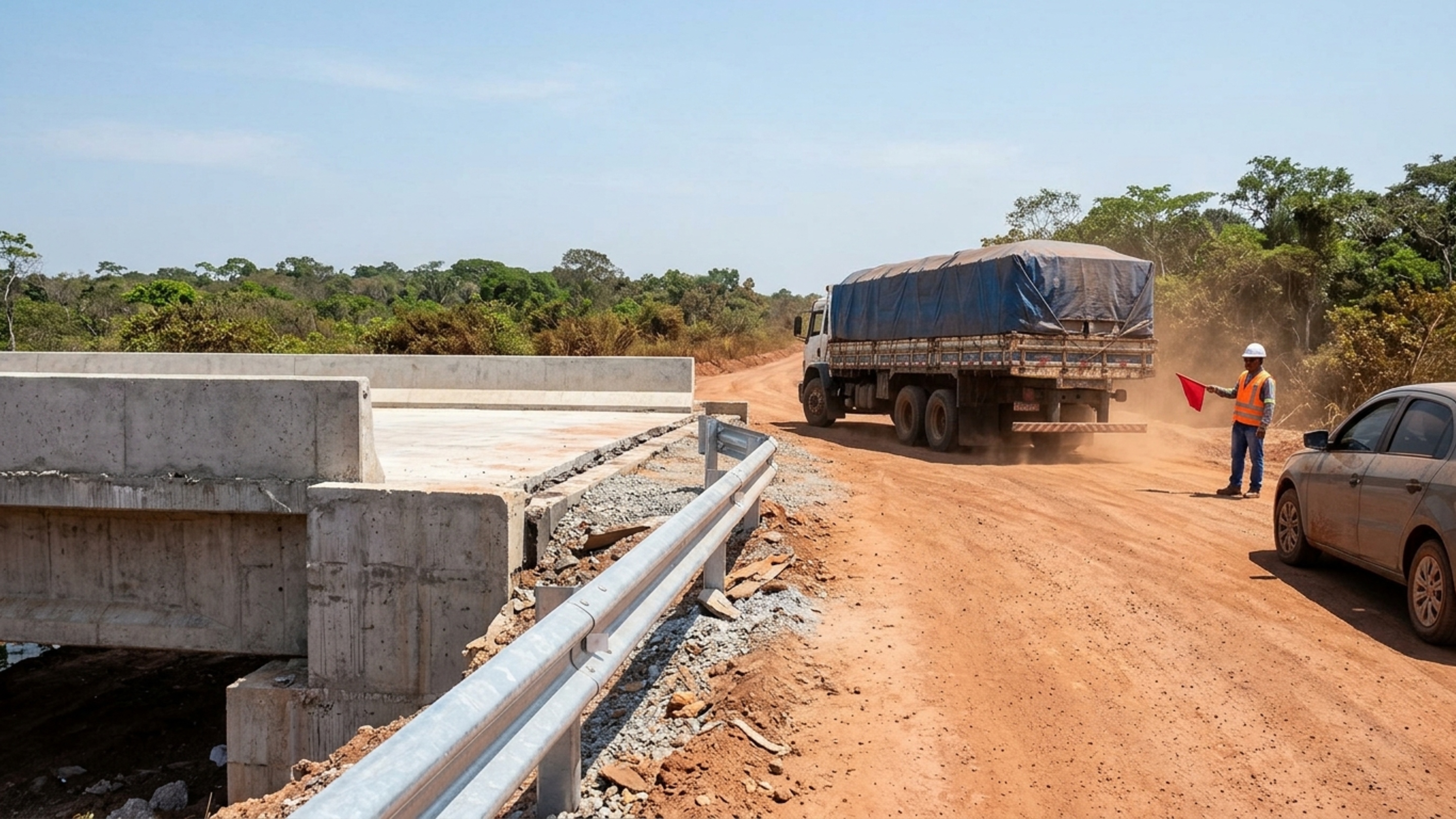 Rodovia federal está recebendo cinco novas pontes de concreto que somam 270 metros de extensão em um projeto de R$ 55 milhões para substituir travessias antigas no Norte do Brasil