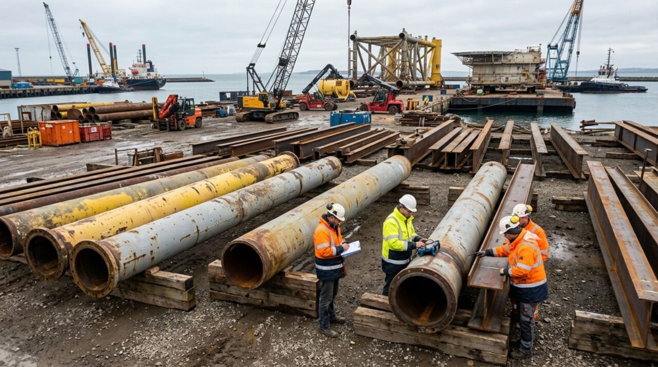Tubos gigantes retirados de antigas plataformas deixam de virar sucata e passam a ser usados como pilares em estruturas capazes de suportar cargas por décadas