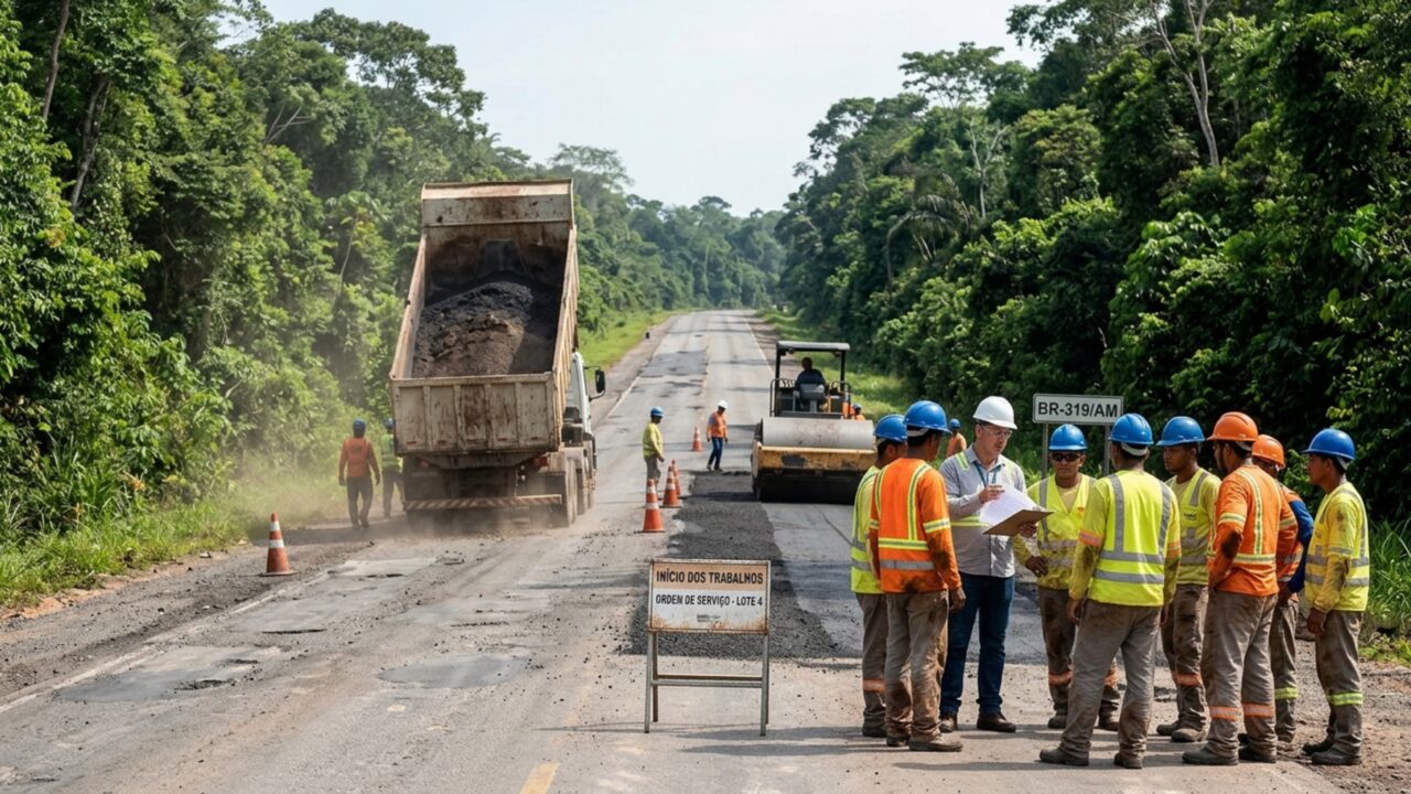 Uma das estradas mais desafiadoras da Amazônia terá mais de 339 km de intervenções distribuídas em quatro lotes de obras que somam R$ 1,45 bilhão
