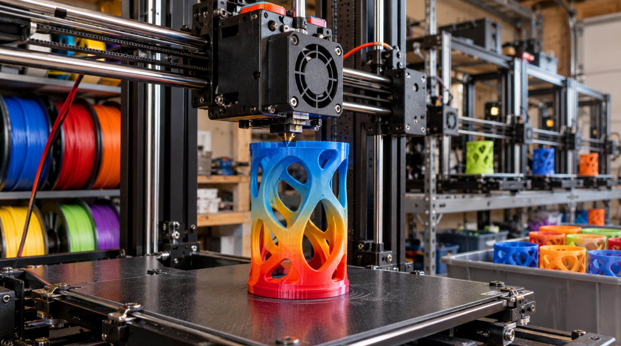 Bico de impressora 3D imprimindo um suporte de latinha