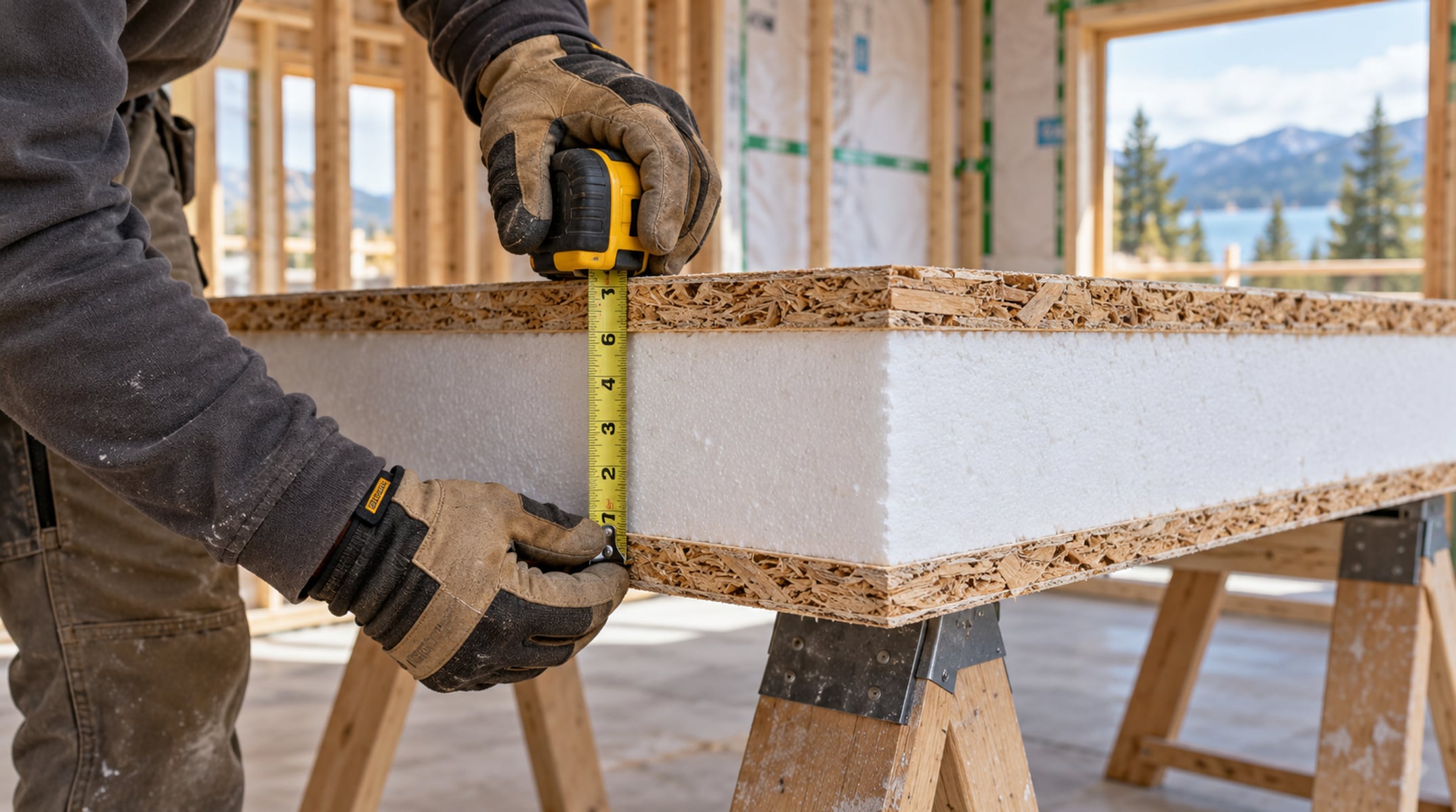O núcleo de espuma contínuo entre placas de OSB reduz a troca de calor e gera economia de 12% a 14% em casas americanas