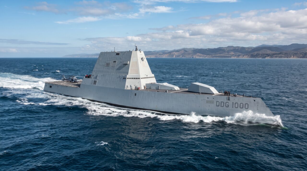 O tamanho e a tecnologia de camuflagem do contratorpedeiro USS Zumwalt