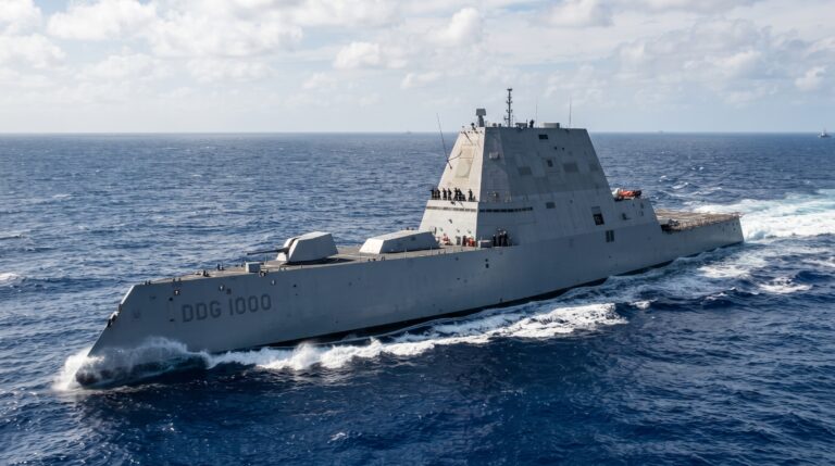 O tamanho e a tecnologia de camuflagem do contratorpedeiro USS Zumwalt