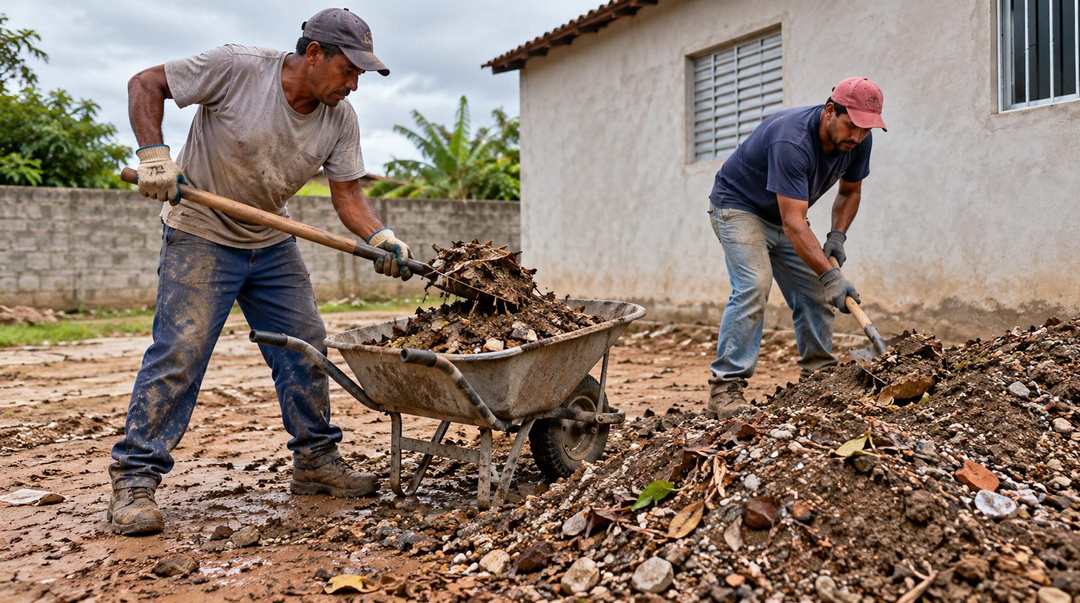 Na retirada, brita e areia misturadas com barro ou lixo e a falta de volume obrigam a loja a refazer a entrega completa e limpa