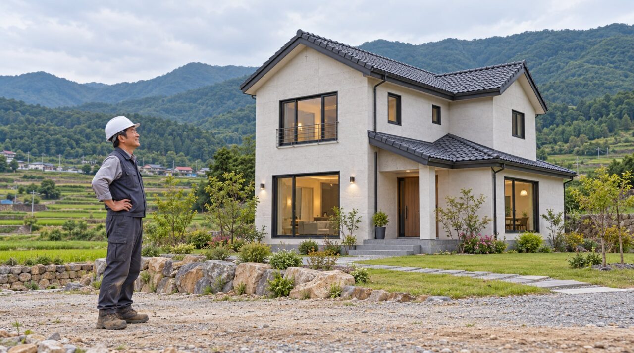 Homem transforma terreno vazio no interior da Coreia do Sul na casa dos sonhos, da fundação ao fim