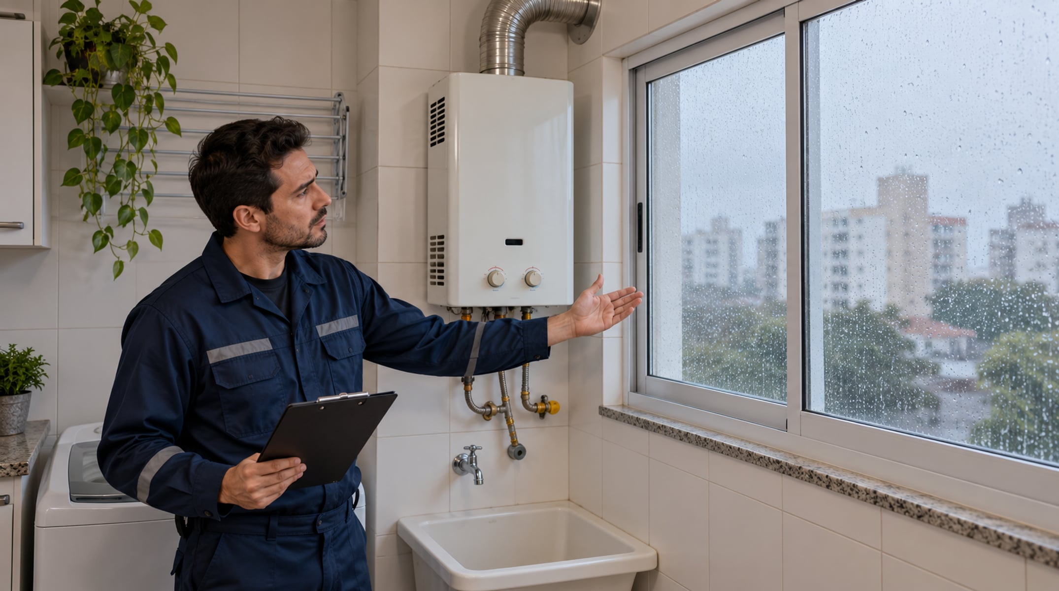 Abrir o vidro durante o banho não substitui a ventilação permanente exigida para aquele aquecedor
