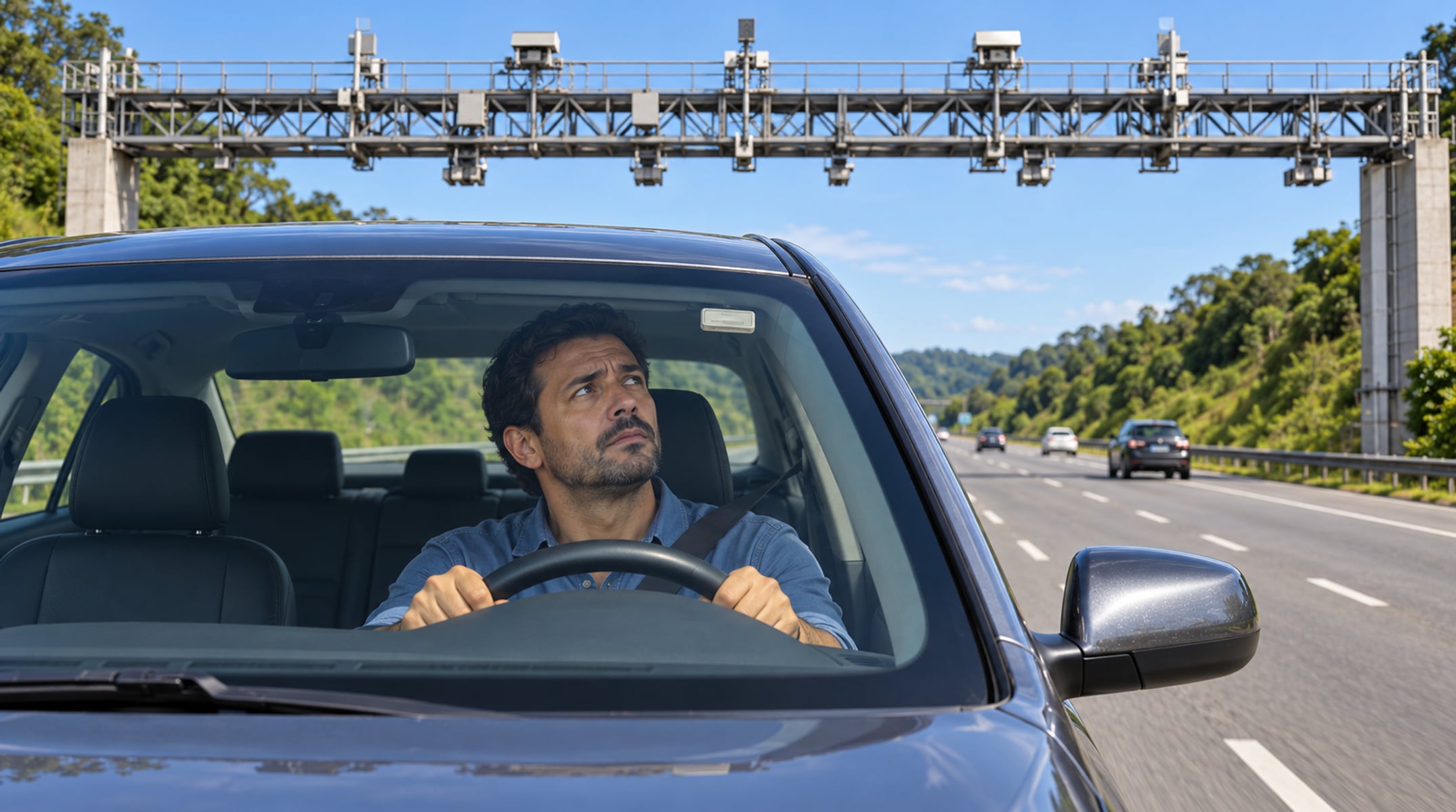 Motorista passa por um pórtico sem cancela, acha que a viagem saiu de graça e descobre meses depois uma multa e os pontos na carteira